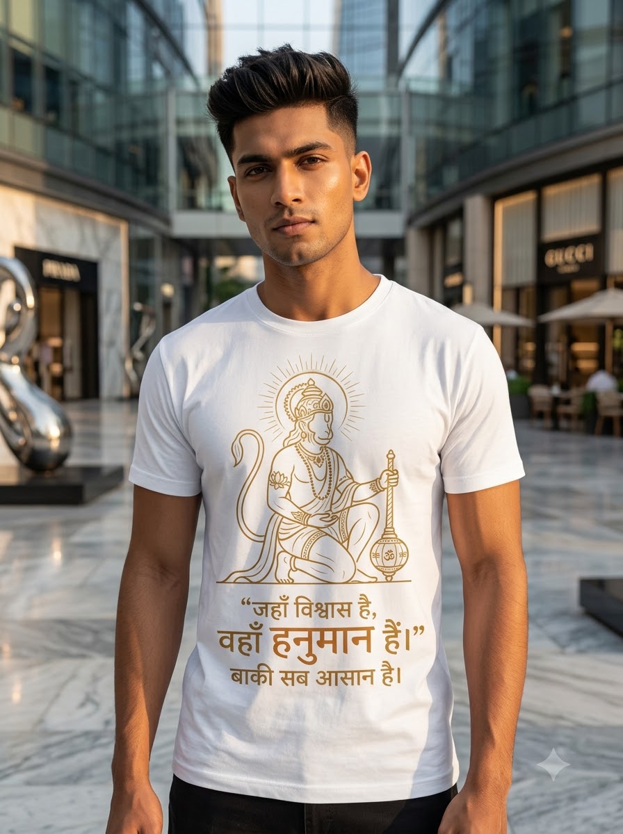 Vishwas Mein Hanuman – Premium Devotional T-Shirt ⭐