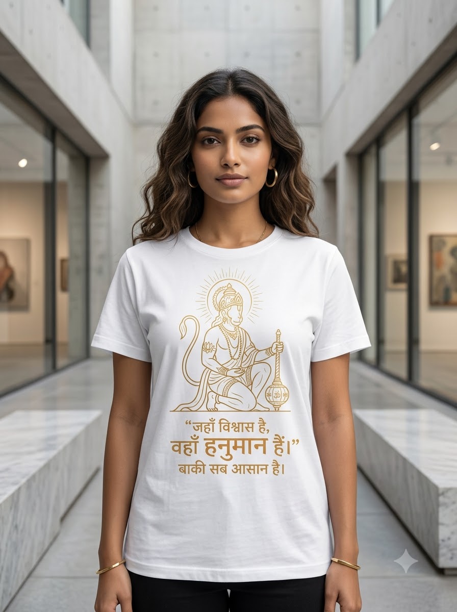 Vishwas Mein Hanuman – Premium Devotional T-Shirt ⭐