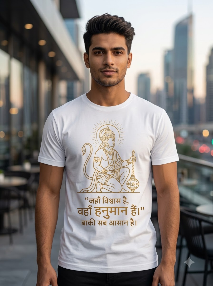 Vishwas Mein Hanuman – Premium Devotional T-Shirt ⭐