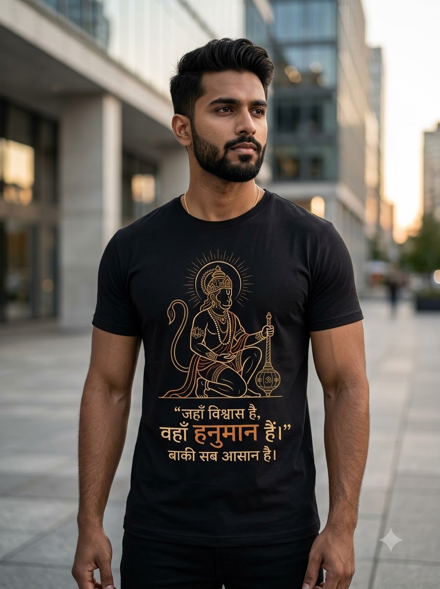 Vishwas Mein Hanuman – Premium Devotional T-Shirt ⭐