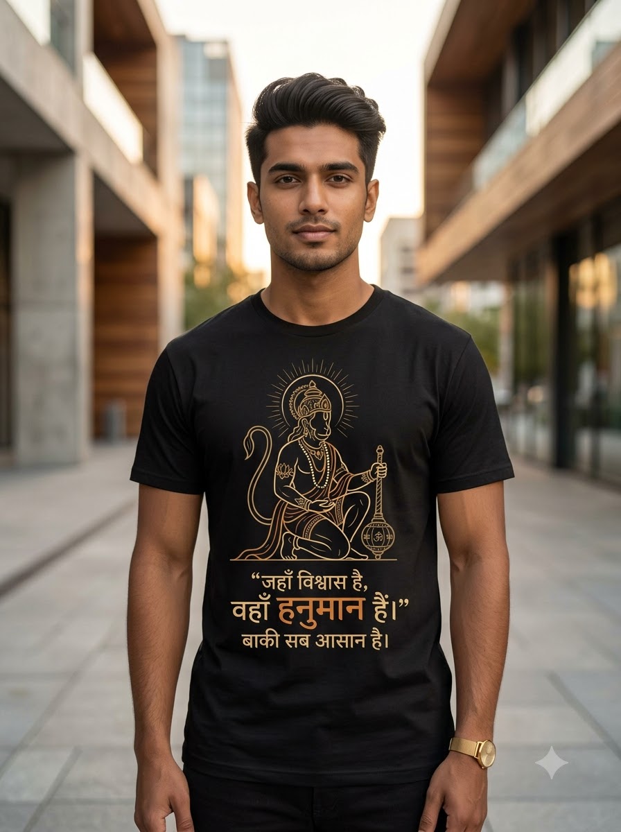 Vishwas Mein Hanuman – Premium Devotional T-Shirt ⭐