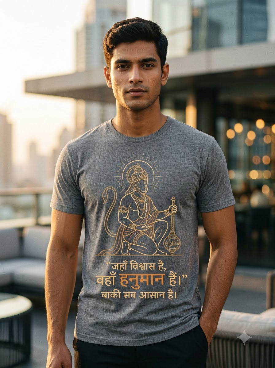 Vishwas Mein Hanuman – Premium Devotional T-Shirt ⭐