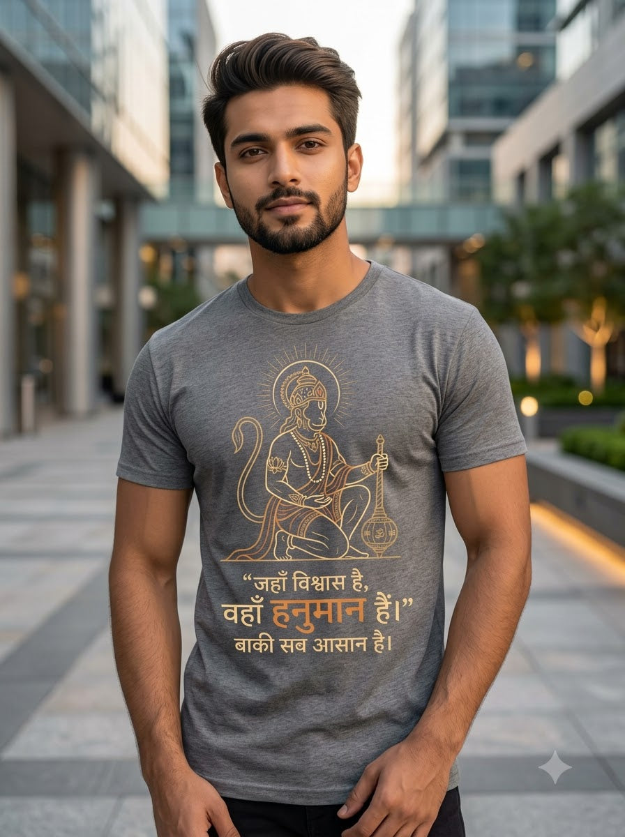 Vishwas Mein Hanuman – Premium Devotional T-Shirt ⭐