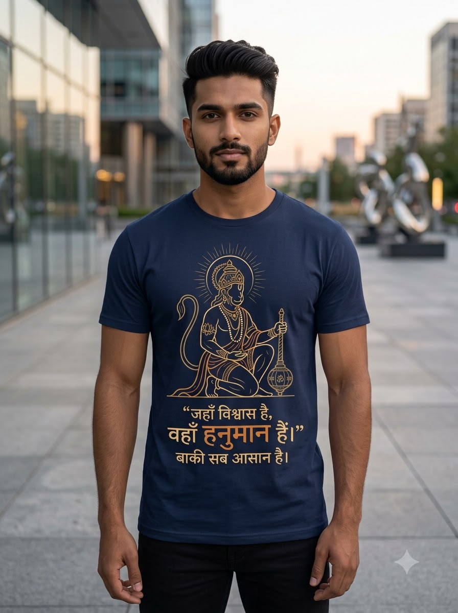 Vishwas Mein Hanuman – Premium Devotional T-Shirt ⭐