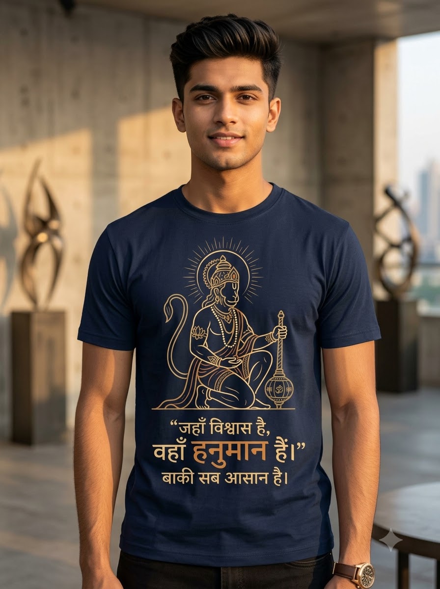 Vishwas Mein Hanuman – Premium Devotional T-Shirt ⭐