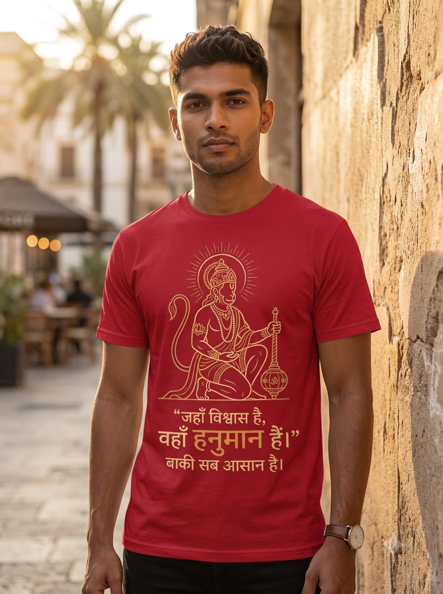 Vishwas Mein Hanuman – Premium Devotional T-Shirt ⭐