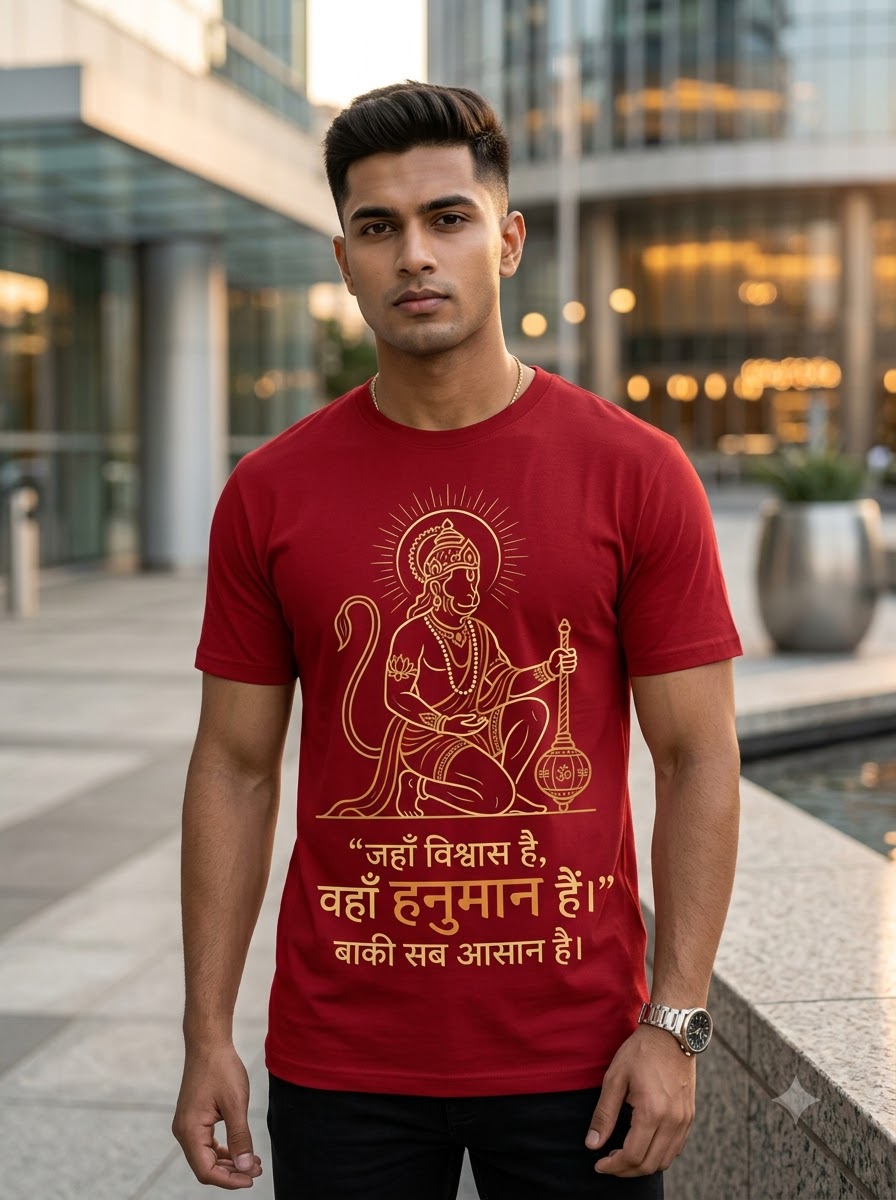 Vishwas Mein Hanuman – Premium Devotional T-Shirt ⭐