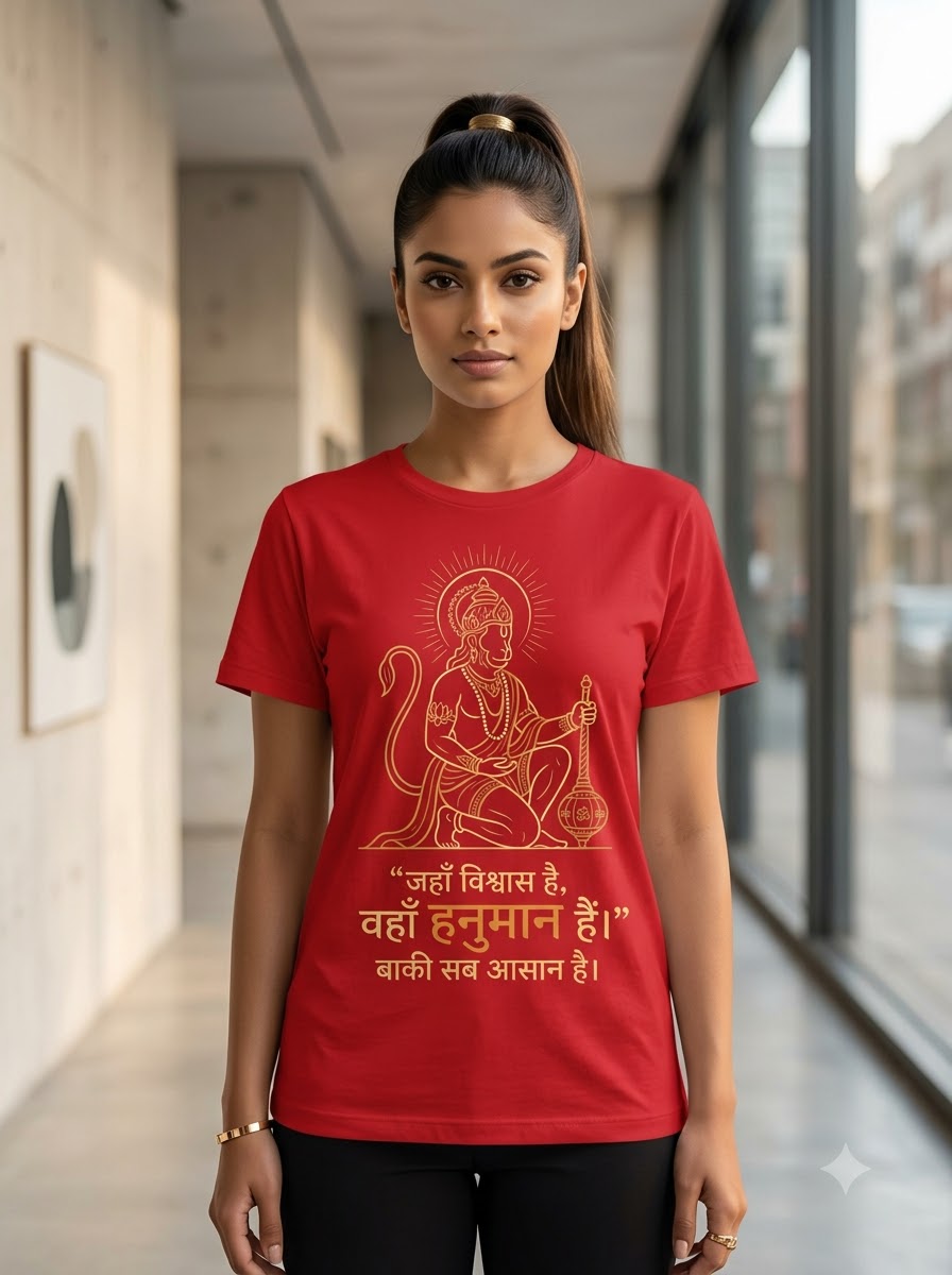 Vishwas Mein Hanuman – Premium Devotional T-Shirt ⭐